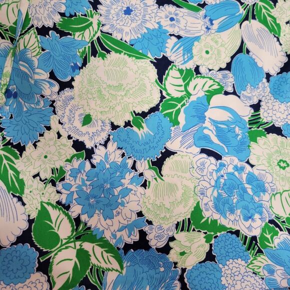 Vintage 70s Laura Mae Blue Floral Polyester Skirt Set, size 12 - Picture 5 of 9